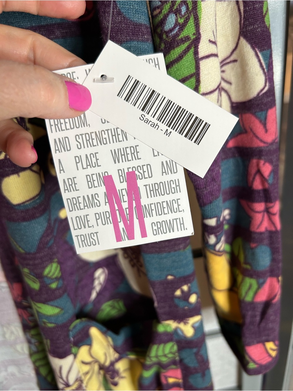 NWT LuLaRoe Sarah Purple Floral Open Cardigan with Yellow Accents - Picture 2 of 4
